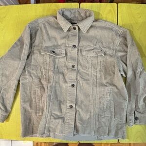 corduroy shirt , oversized not hemmed bottom